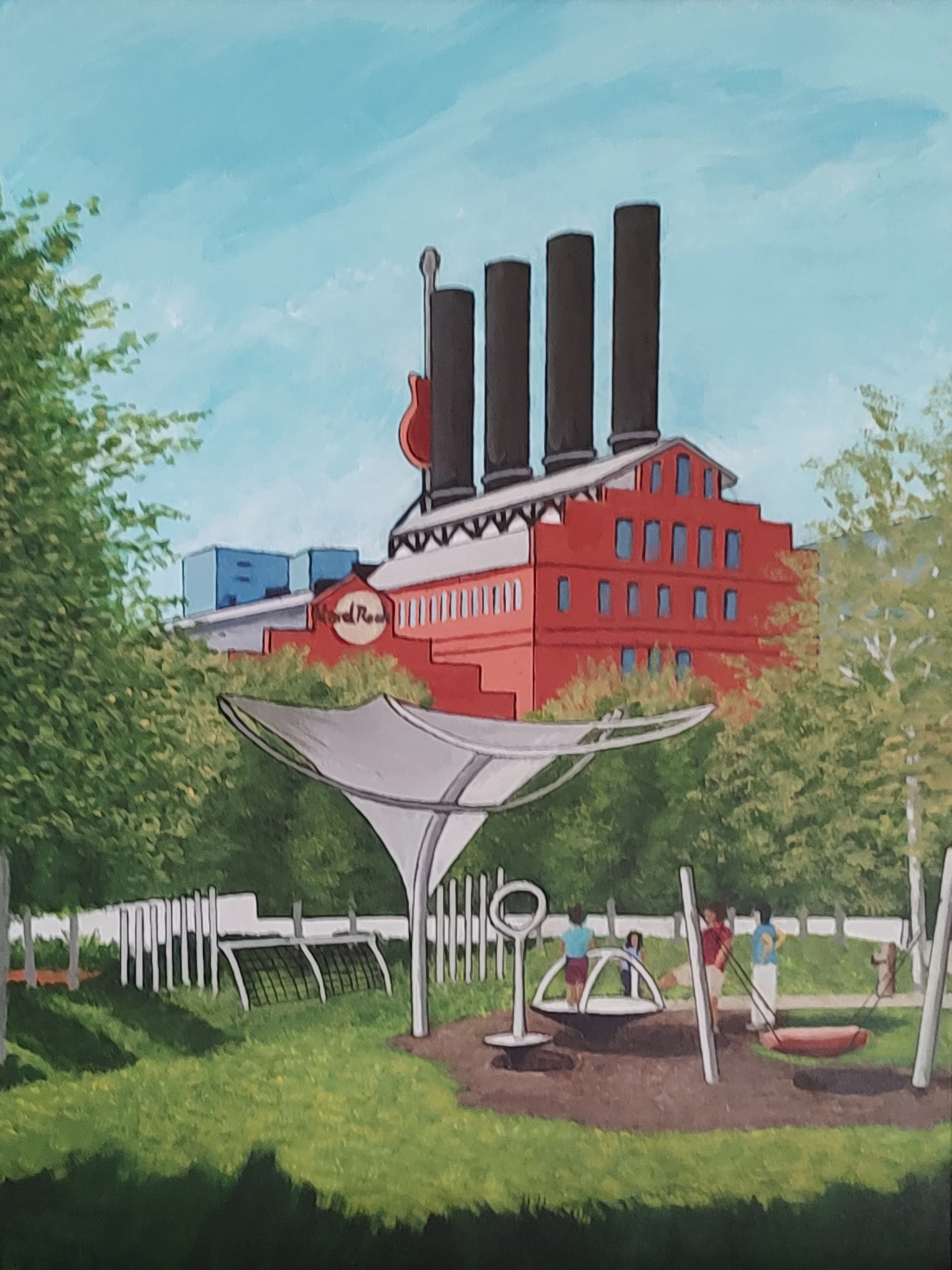 "Baltimore Harbor Hard Rock" 18X24 Cafe Acrylic and Acrylic Ink on Canvas $550anvas 