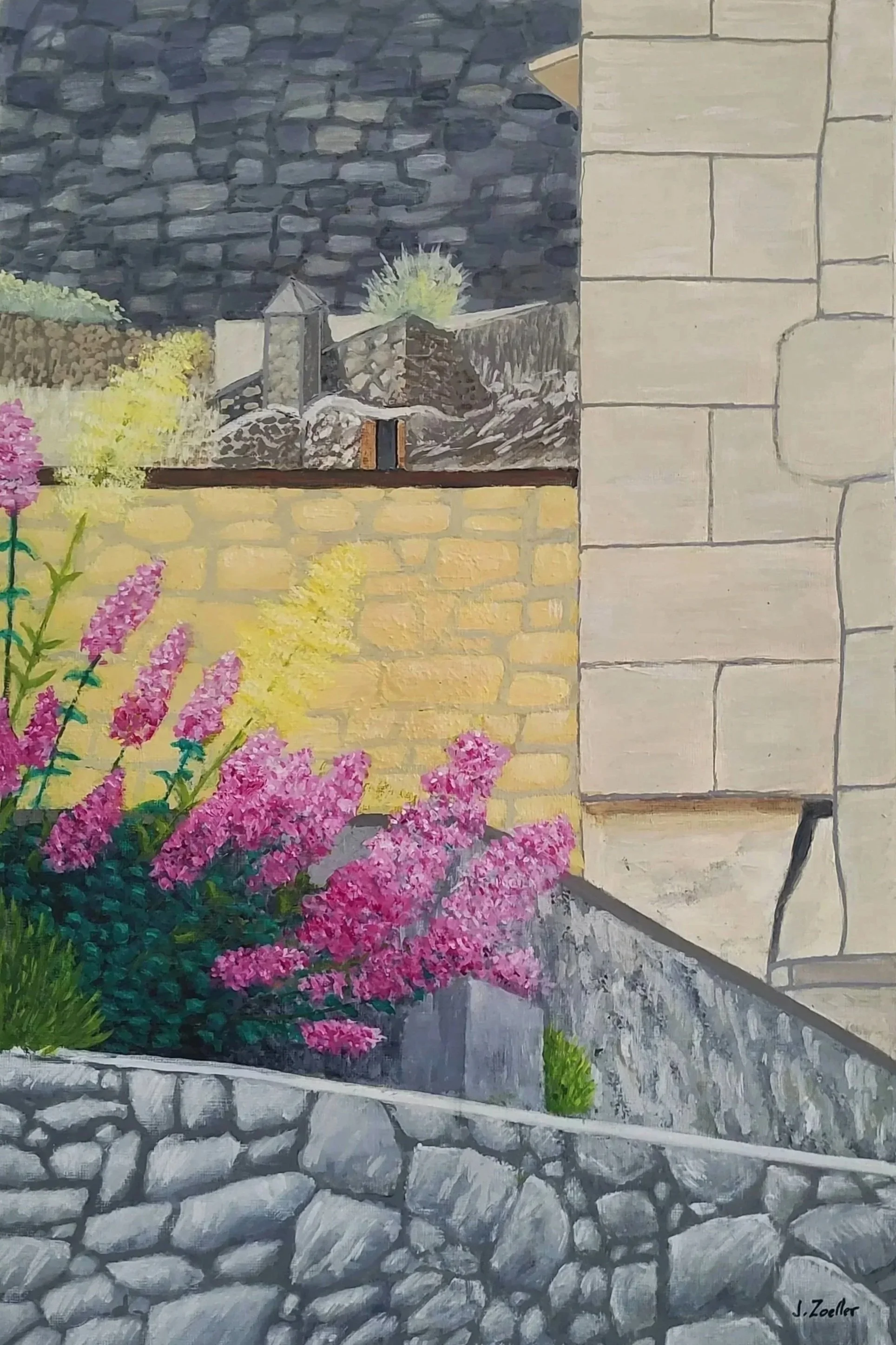 Blooms in  Les-Beaux-Des-Provence 12X18 Acrylic on 18X24 Acrylic Paper $350
