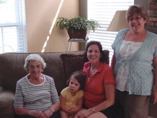 Megan Park and grandmother Jennie, daughter Tessa, and mom Pam
