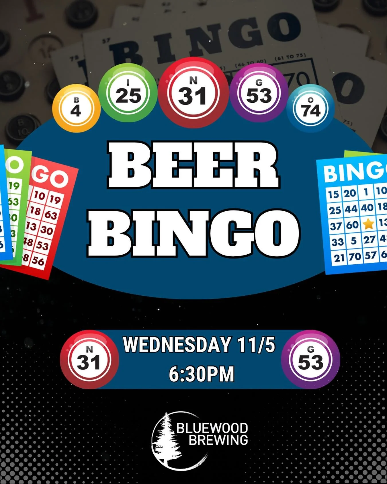 🍺 BEER BINGO NIGHT 🍺

It&rsquo;s almost the first Wednesday of the month which means Beer Bingo Night! Grab your lucky bingo dauber and bring some friends! 

📆 Wednesday 11/5 at 6:30

Free to play and prizes every round. Final round winner wins a 