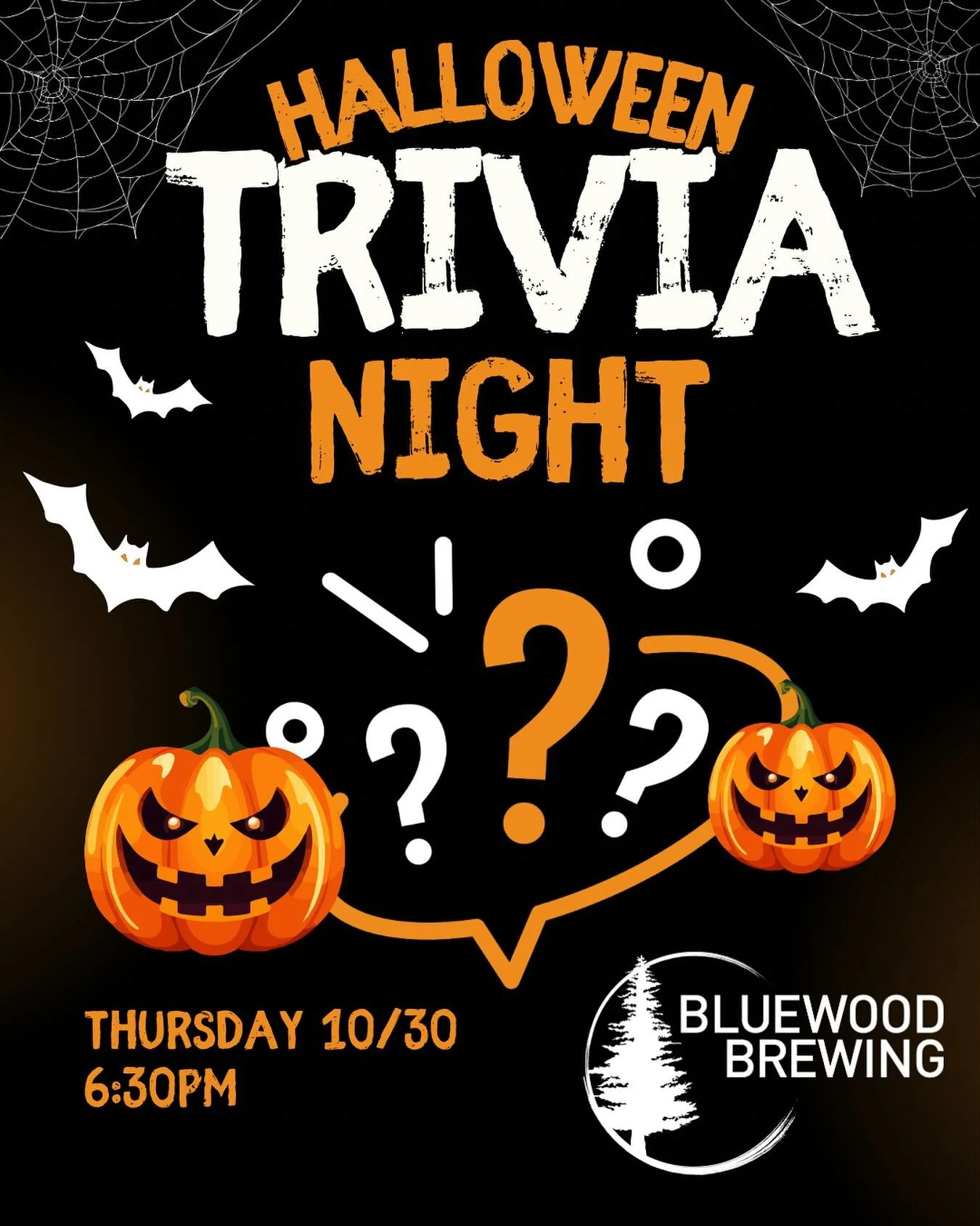 👻 WEEKLY TRIVIA TOMORROW 🦇

Our weekly trivia is tomorrow night at 6:30, but with a spooky scary twist - Halloween themed. Get in the spirit and come in costume! 🎃

Don&rsquo;t forget about Happy Hour from 3-6 and try one of our Halloween cocktail