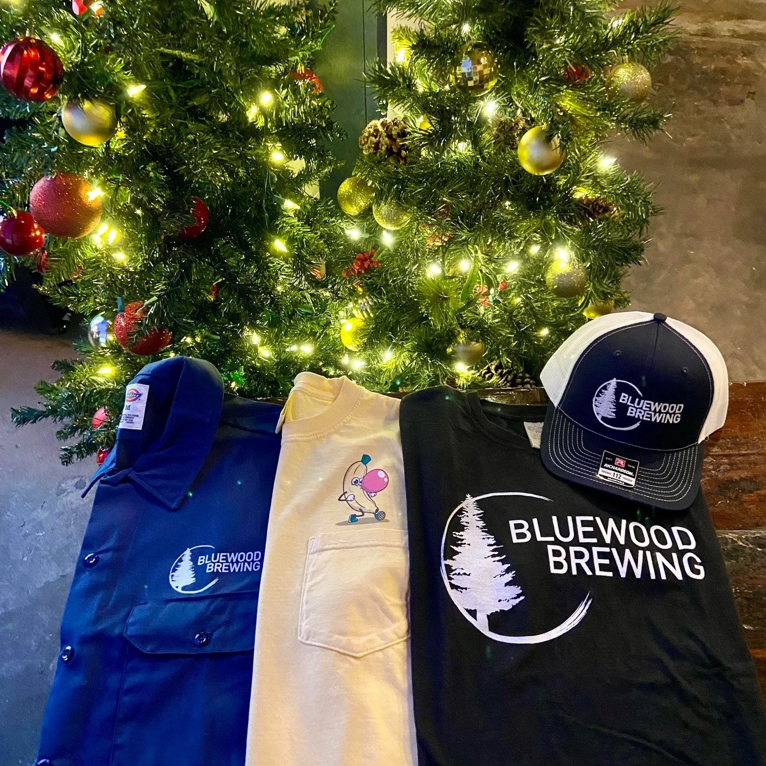 📣 MERCH SALE 📣

Come into Bluewood for Small Business Saturday and get started on your holiday shopping with 10% off all available merch. Who wouldn't want to unwrap a cute Bananas &amp; Blow t-shirt? Or maybe a Bluewood stitched hat? 10% off avail