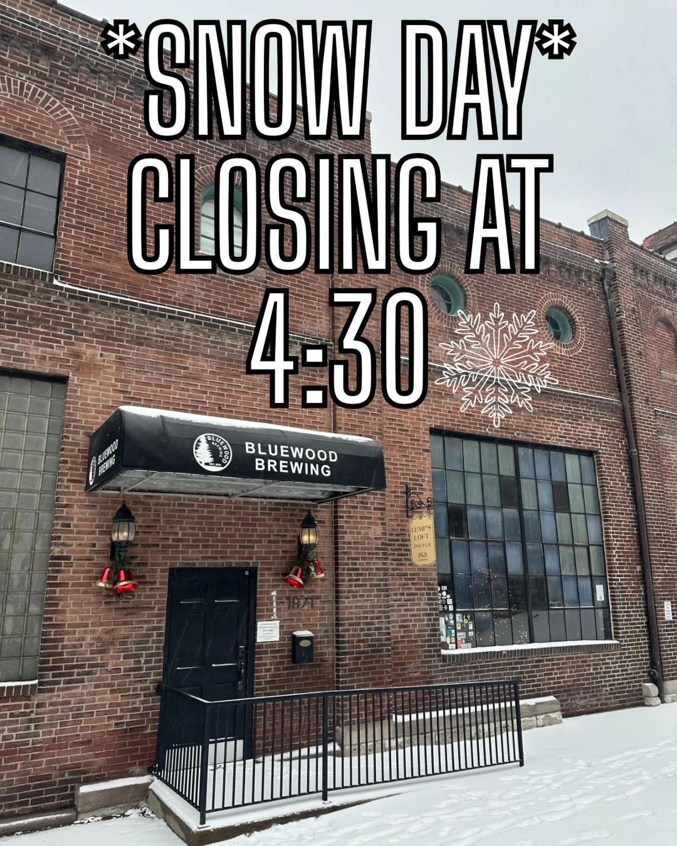 ❄️ SNOW DAY: CLOSING EARLY ❄️

Due to the inclement weather and for the safety of our staff and guests, we are going to close at 4:30 today and remain closed tomorrow. Unfortunately this means we are cancelling our monthly Drag Bingo and Brunch event
