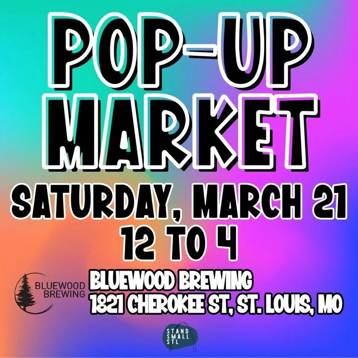 💚 MARCH POP UP MARKET 💙

📆  Saturday 3/21, 12-4pm

Save the date for our March pop up market &amp; get excited to come shop and support local vendors! And while you're here, grab a beer and some lunch. Hosted by: @standsmallstl 

 #supportlocal #s