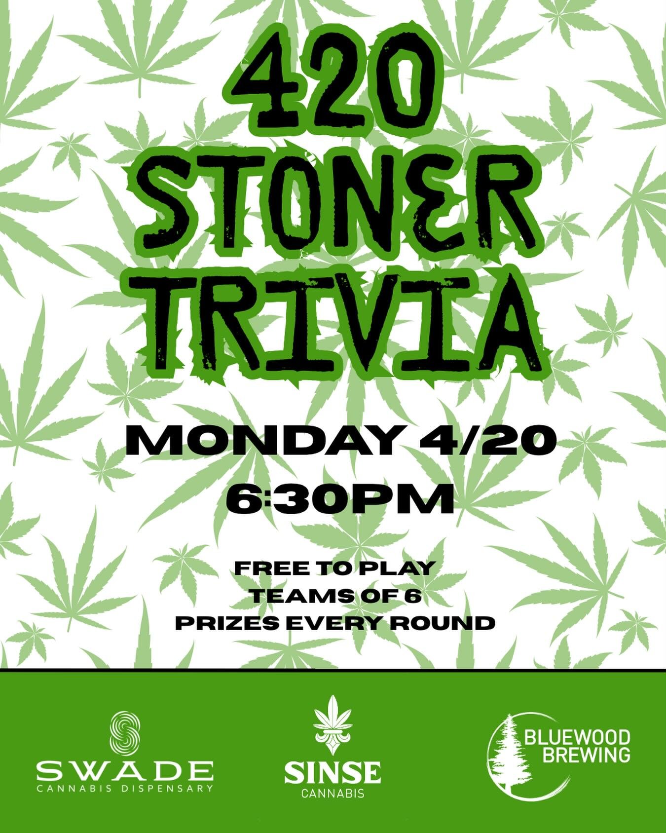 🍃 420 Stoner Trivia 🍃

We&rsquo;re super stoked to announce our collab with @swades_world and @sinseofficial for our first ever 420 Stoner Trivia night next month. We&rsquo;ll have Arch City Blaze on draft - our favorite hazy IPA + terpenes. We&rsq