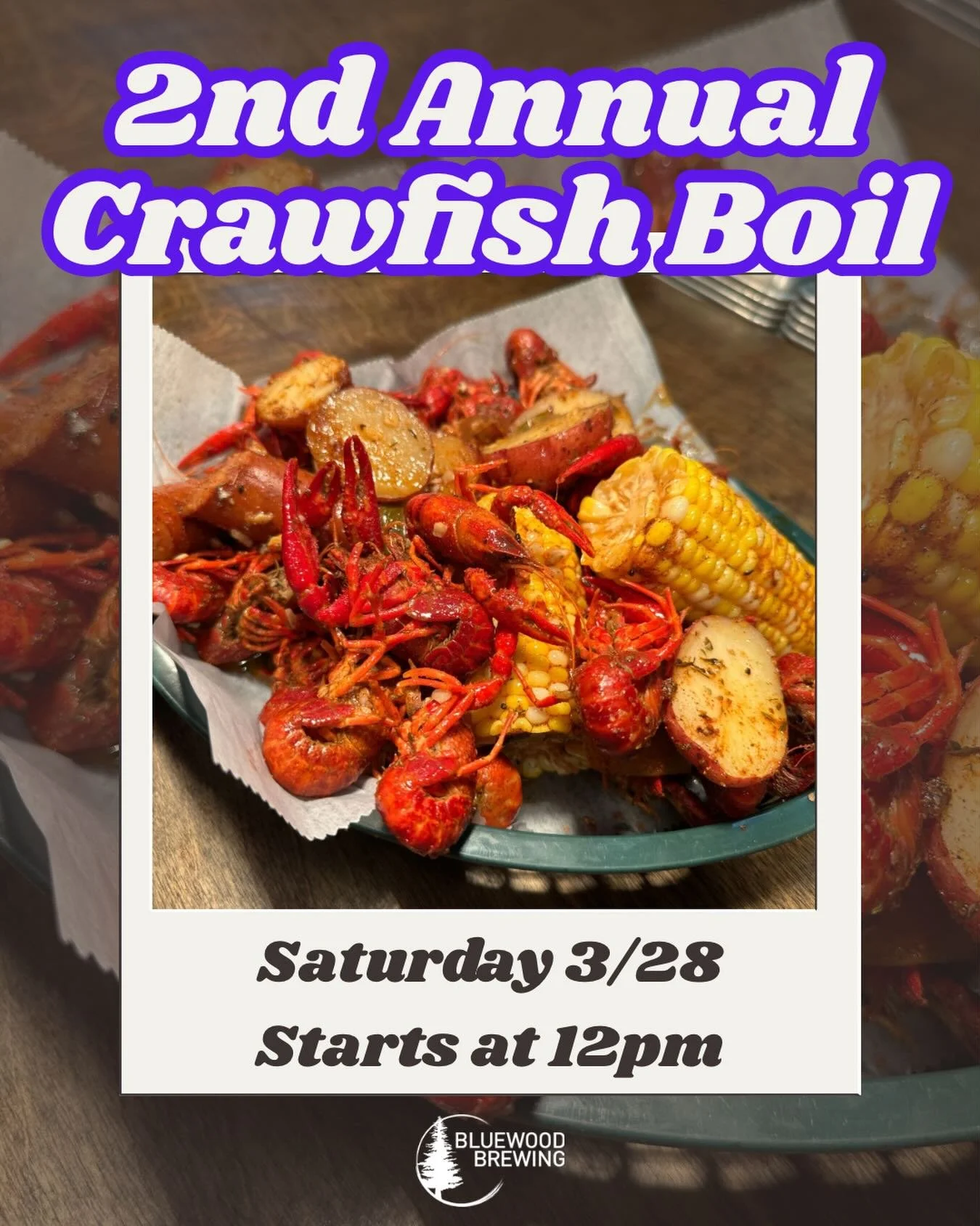 🦞 2nd Annual Crawfish Boil 🦞

Starting when the kitchen opens at 12pm tomorrow, come join us for our 2nd annual crawfish boil! No tickets needed, just show up hungry. $25 for a pound of crawfish, andouille sausage, potatoes, and corn all coated in 