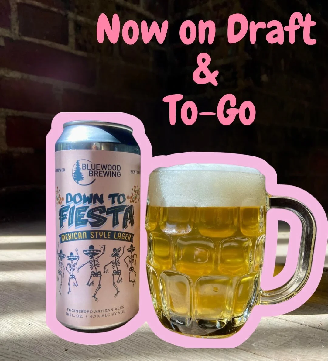 Are you Down to Fiesta? Hope so, because it&rsquo;s back on draft! 

Down to Fiesta is our 5% Mexican-style Lager with a hint of lime 🍋&zwj;🟩 Come party with us this weekend and try Down to Fiesta on draft or take some 4-packs home!