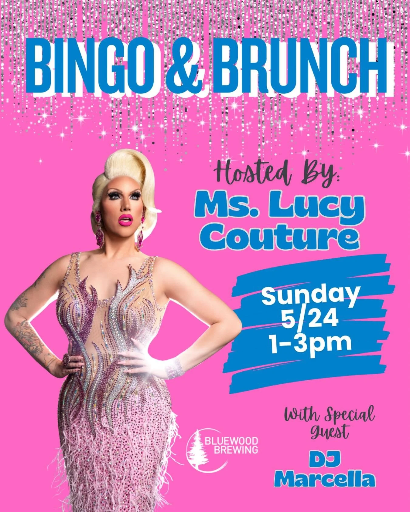 🪩 Drag Bingo &amp; Brunch with us! 

Get the group chat going and come out on Sunday 5/24, for our monthly Drag Bingo &amp; Brunch hosted by @mslucycouture with special guest DJ @themarcelladevereaux ❤️

Expect musical numbers, costume changes, and 