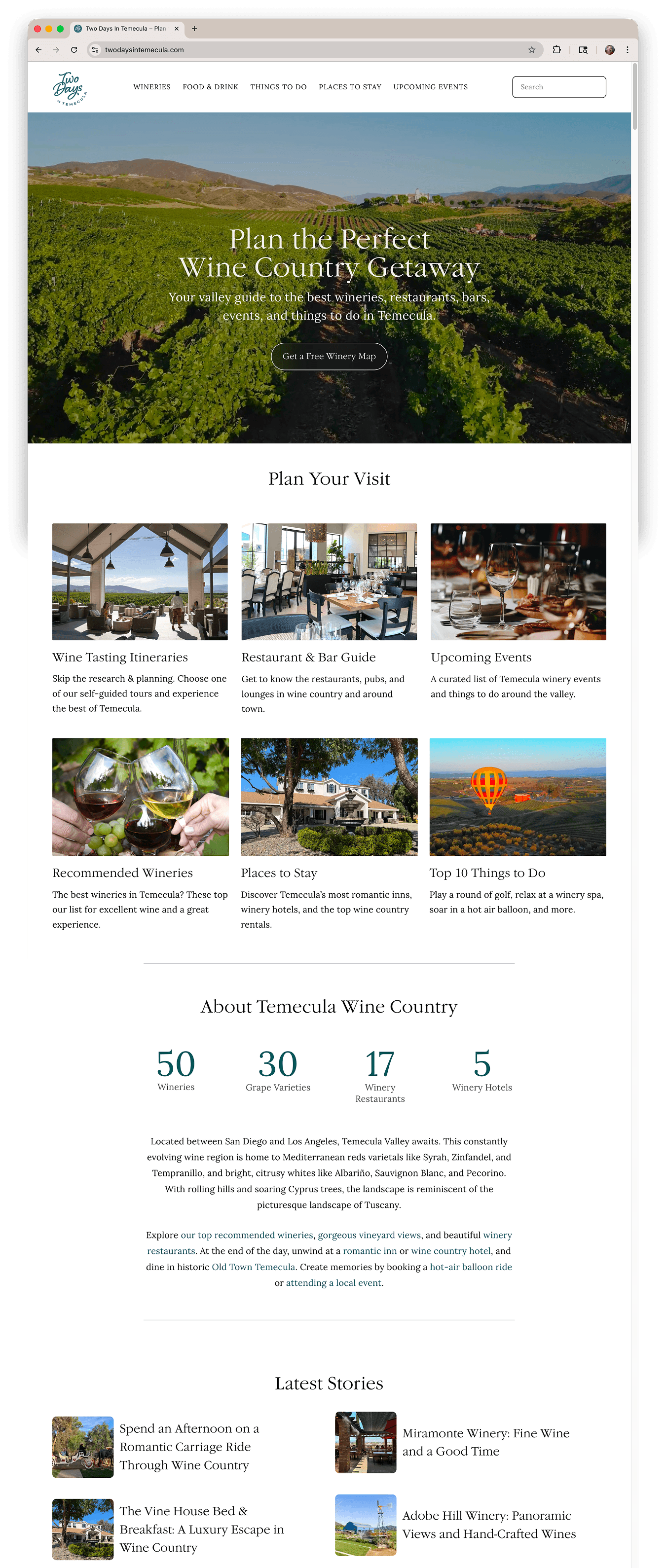 A screenshot of the desktop version of the homepage.