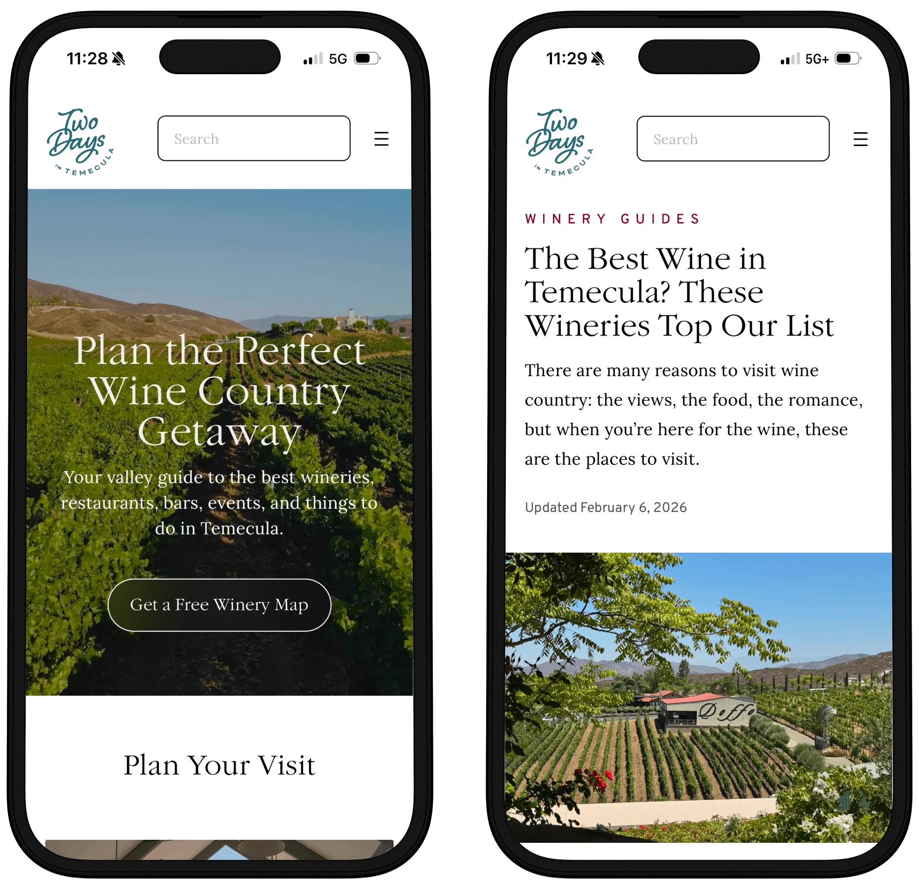 Screenshot of Mobile Homepage and Article pages