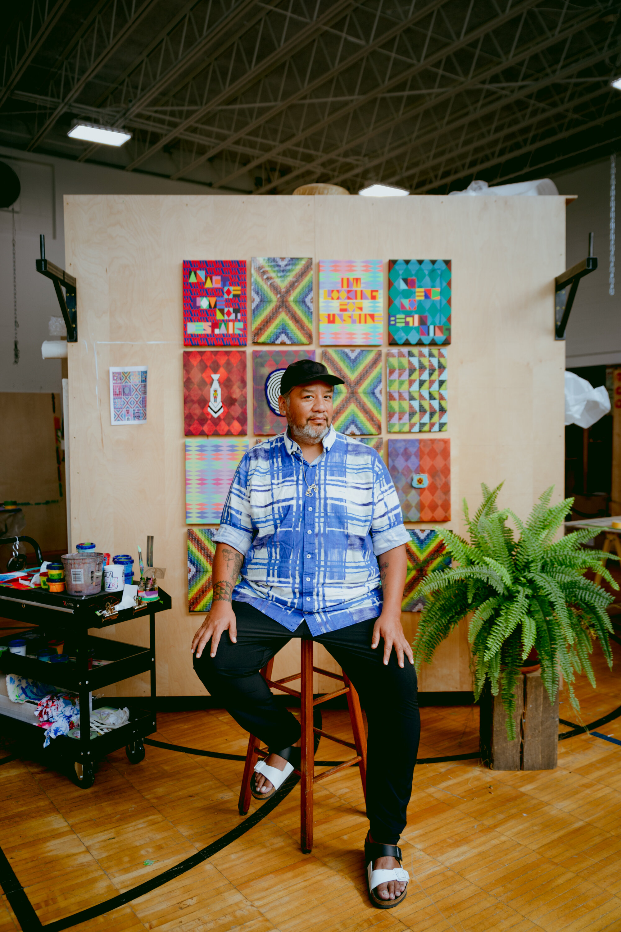  Jeffrey Gibson at his studio in Hudson, NY for Boston Art Review 2021 
