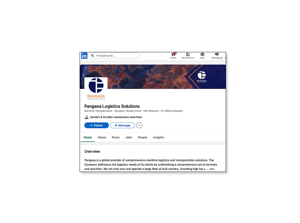Pangaea Logistics Solutions' LinkedIn