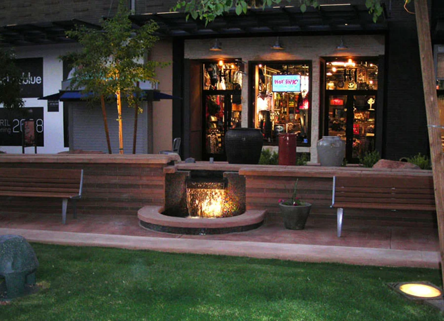 The water features were all inspired by forms of irrigation such as this weir-inspired design.