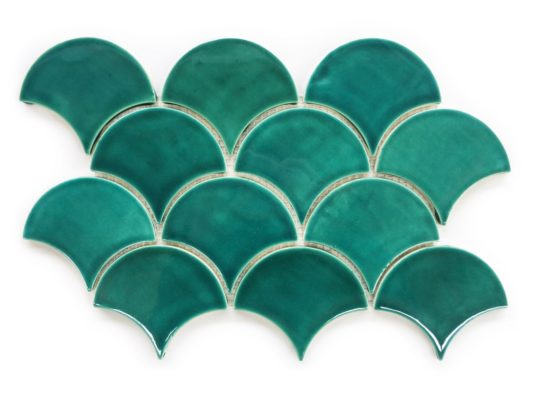 Medium Moroccan Fish Scales in 1017E Sea Mist, $86/sq ft, mercurymosaics.com