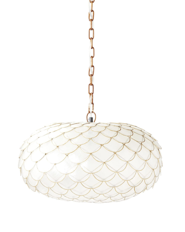 Capiz Scalloped Chandelier, $298, www.serenaandlily.com