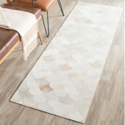 Safavieh Hand-woven Studio Leather Modern Ivory/ Grey Rug – 2’3″ x 7′, $146, www.overstock.com