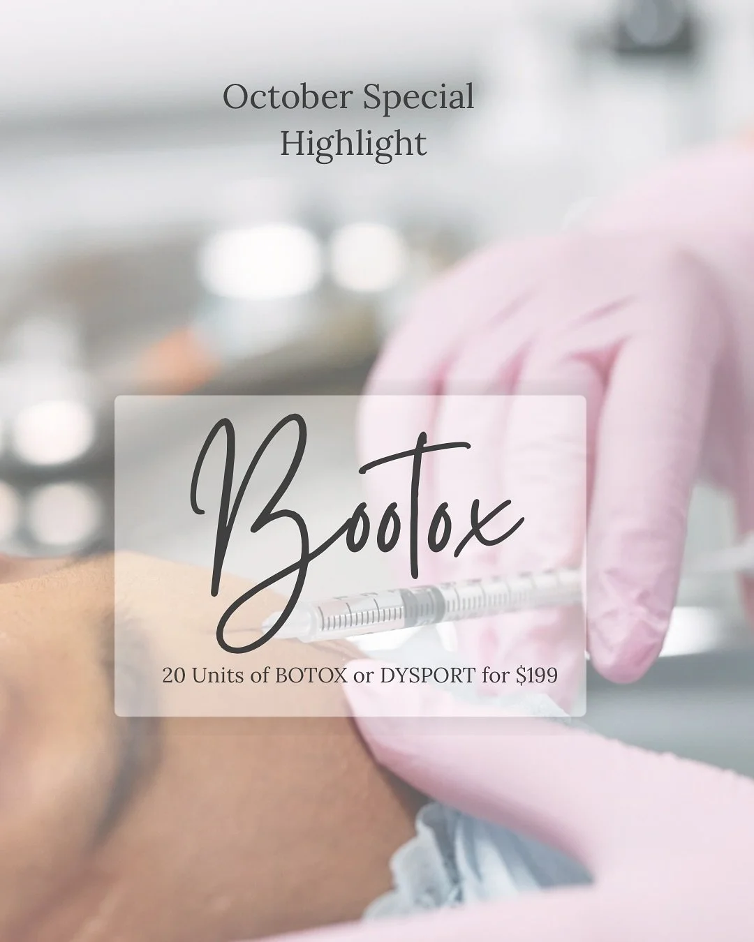 Happy Friday Friends 🤍
👻 BOO…tox special is here! Say goodbye to fine lines and hello to a frighteningly flawless glow this spooky season! ✨💉 Treat yourself (no tricks!) with our limited-time Boo-tox (& Dysport) special. Your skin will