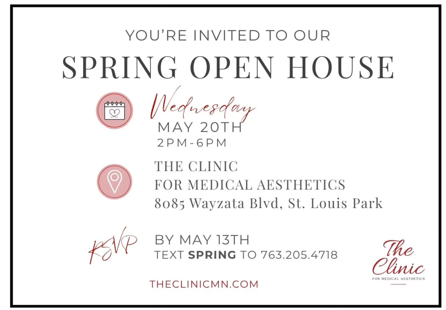 ⭐️Save The Date⭐️

Celebrate the season of renewal with us at our spring open house!

We're excited to invite you to an afternoon designed to help you look and feel your best! This is the perfect opportunity to explore what we offer and stock up on a