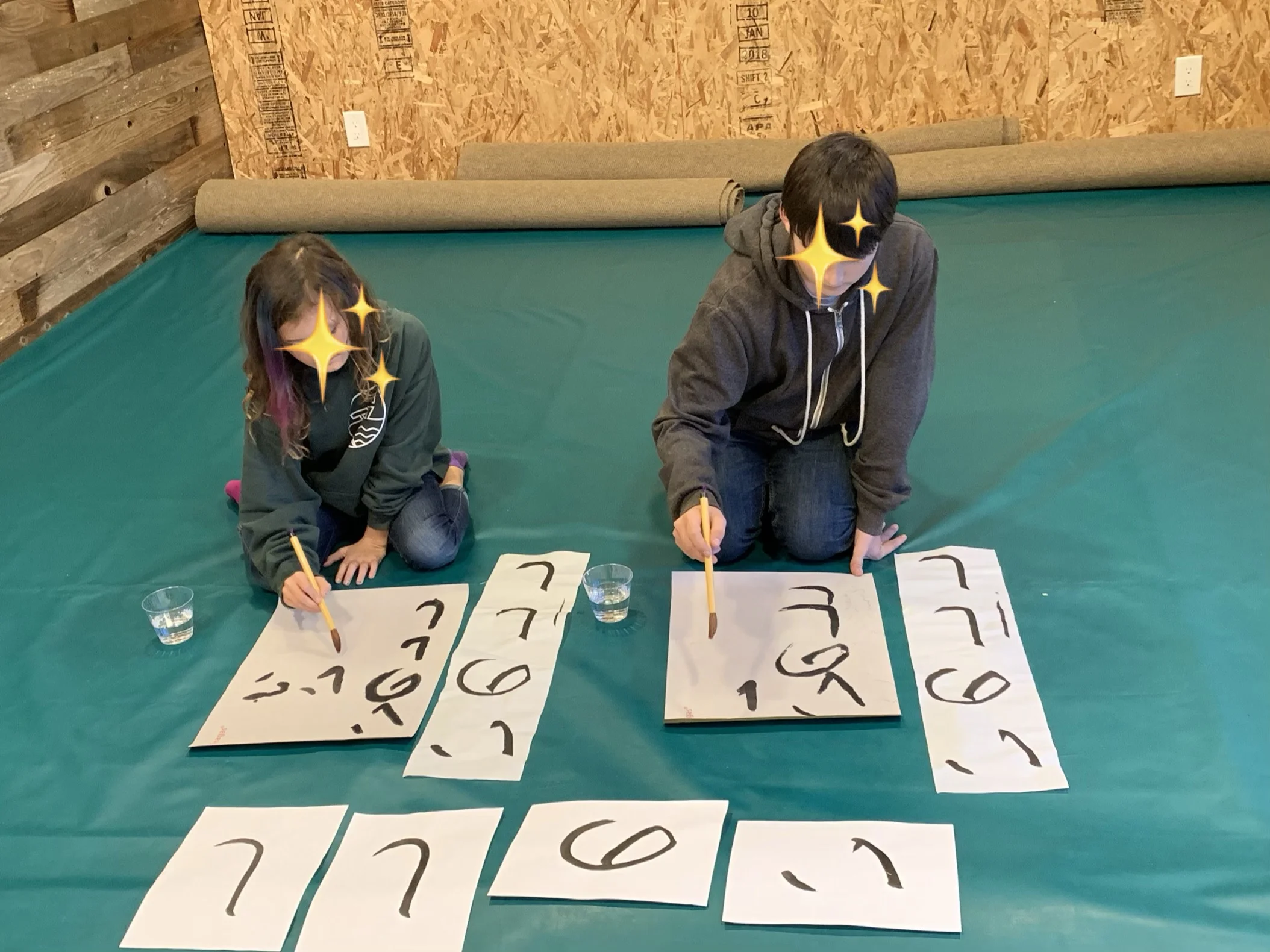 New Year Calligraphy in Kids Class 子供クラスの書き初め