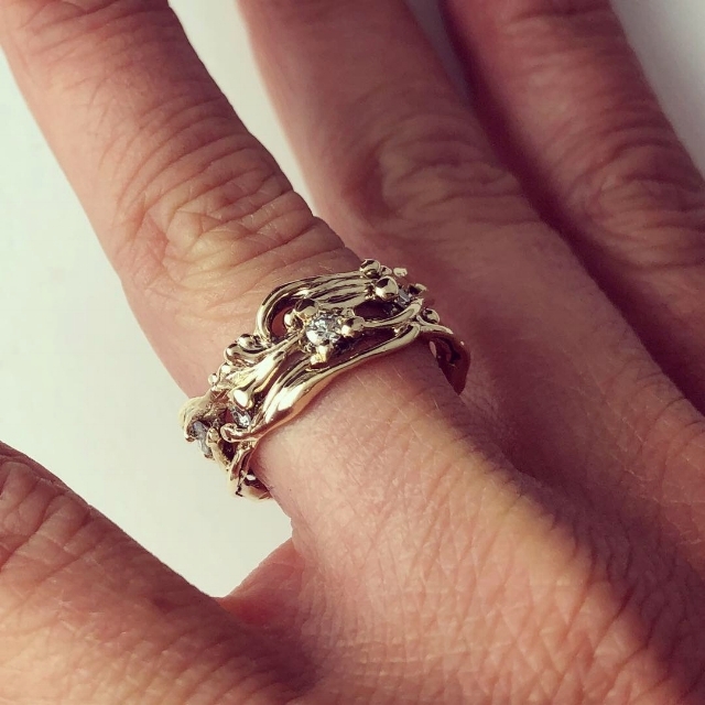 Crystal Hartman Whimsical, carnal, sculptural jewels that grow from a meditation on jubilant life. Each sculptural jewelry design is handmade, carved in wax and cast in recycled fine metals in the lost wax process.