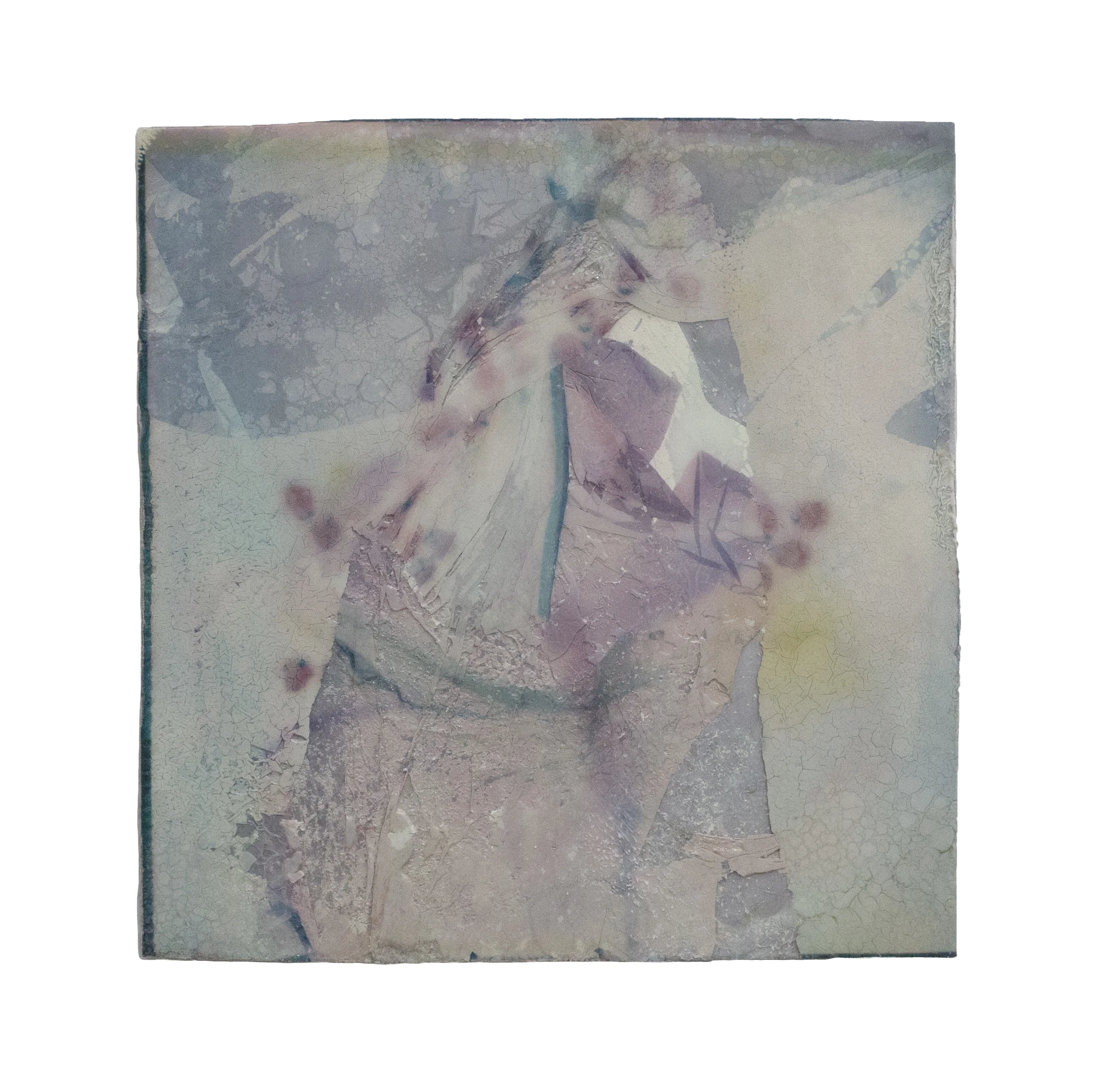 Tree dotted pond: mountain Polaroid collage 3” x 3” 2019