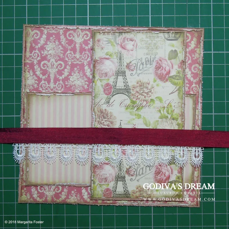 Parisian Shabby Chic Spa Card Tutorial "Spoil Yourself" by Godiva's Dream. Everyone needs to relax and enjoy alone time once in a while. This card is perfect for any occasion, be it a birthday or just to accompany a spa-related gift. #cardmaking #papercrafting #handmadecard #shabbychic #stamping