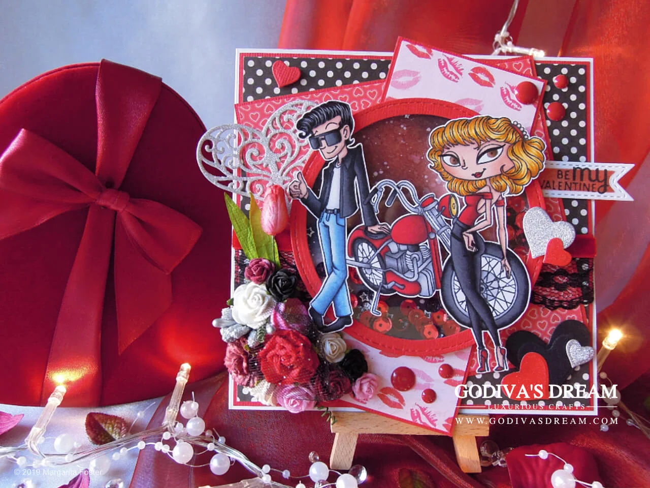 Rockabilly Valentine’s Day Card “You’re the One that I Want” by Godiva’s Dream. Sweet Valentine’s Day cards are truly great, but they can also be rocking like this one - a 50s and rockabilly inspired piece. #handmadecards #papercrafting #cardmaking #stamping #valentinesday #handmadevalentines