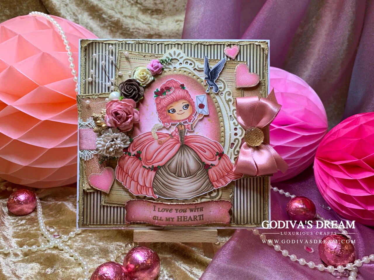 Romantic Valentine’s Day Card “Love Letters” by Godiva’s Dream. This vintage shabby chic Valentine’s Day card will appeal to the romantics amongst you. Beautiful soft colours, floral accents, lace and love letters - could anything be more dreamy? #handmadecards #papercrafting #cardmaking #rubberstamping #valentinesday #handmadevalentines
