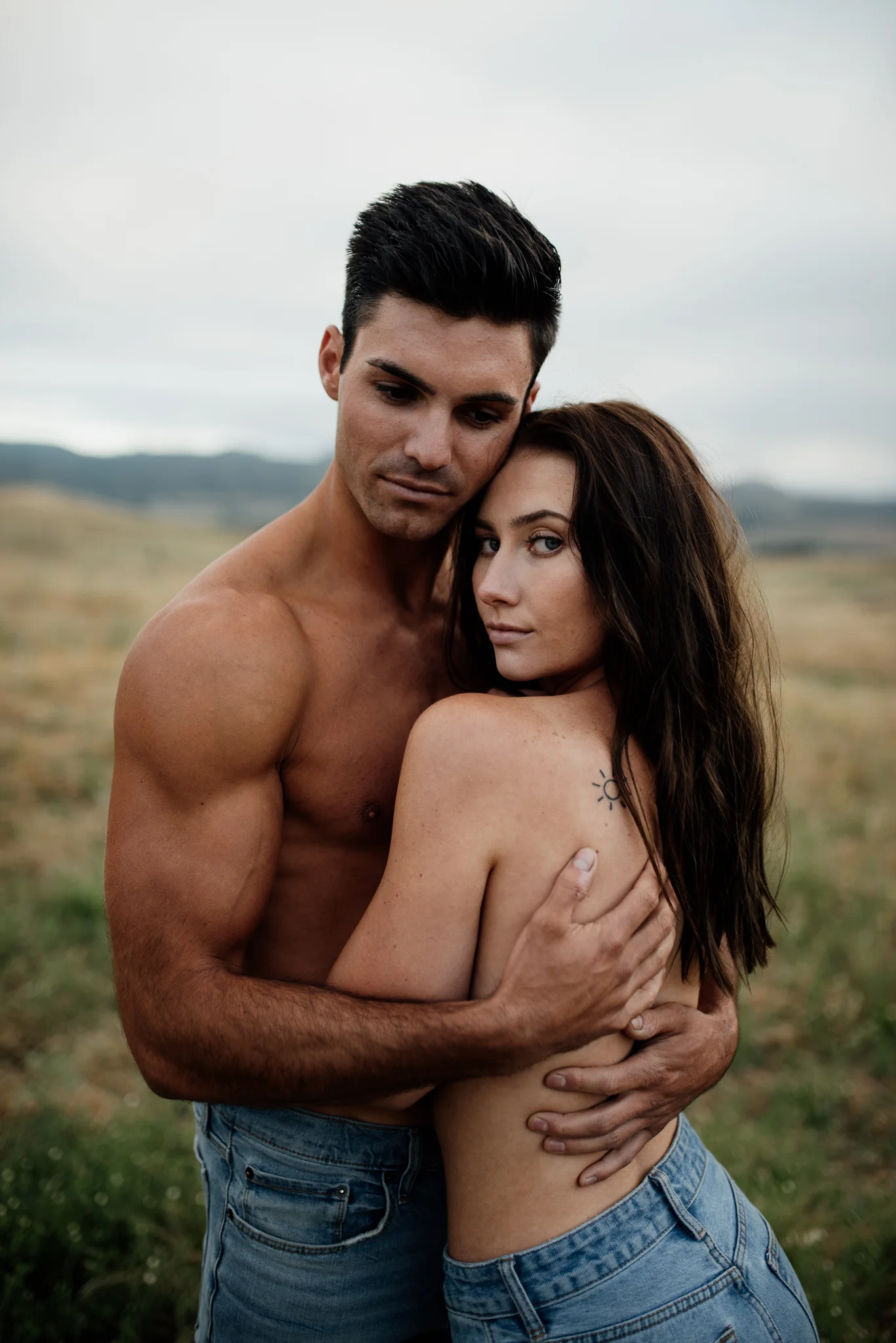 Steamy couples portrait
