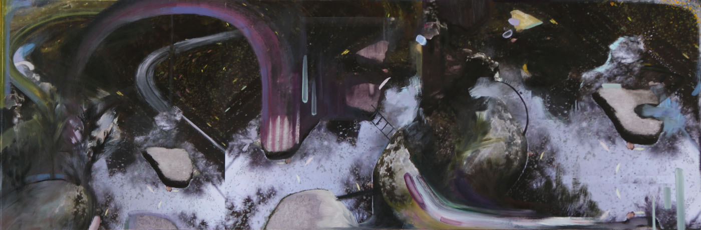 Constellation , 2016 Oil / mixed media on birch 20" x 60"