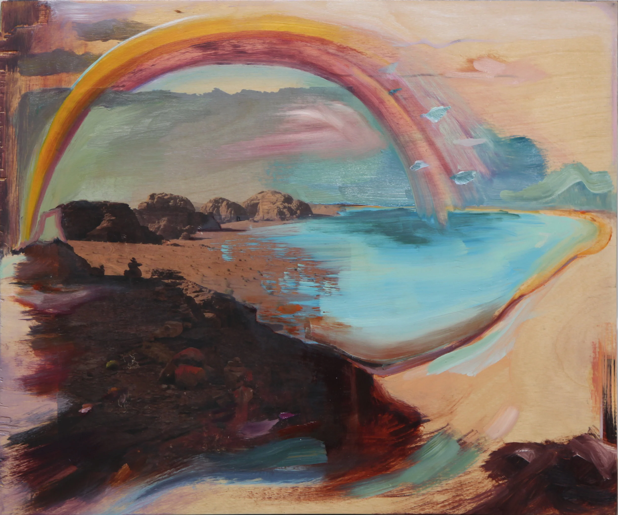 This once was ocean , 2016 Oil / mixed media on board 14" x 16.75"