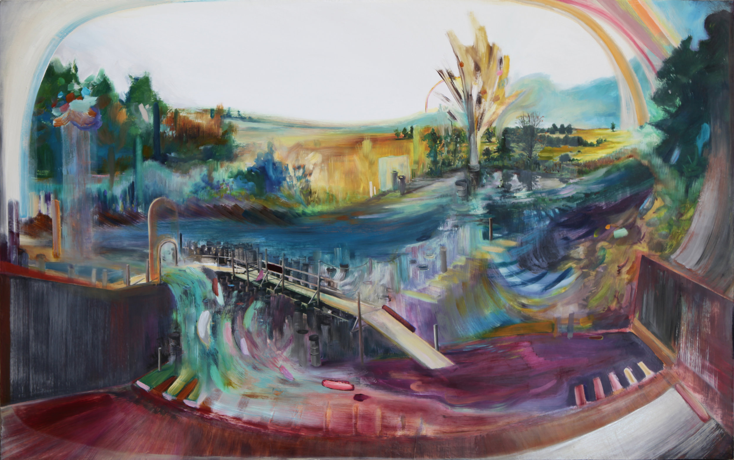 Stereoscopic , 2016 Oil / mixed media on board 30" x 48"