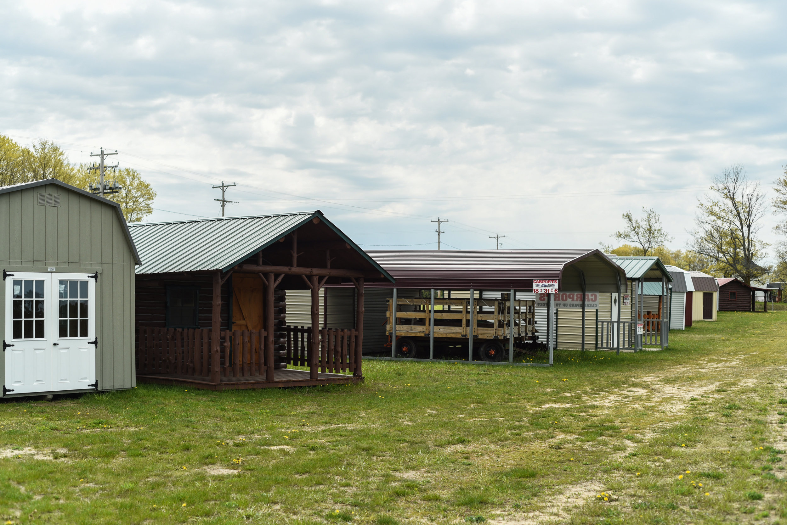 Some buildings we have onsite at our Buckley location include small cabins, sheds, carports and garages. 