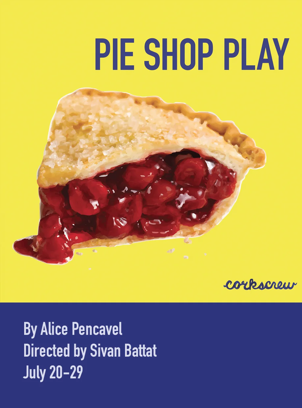 Agnes and Kitty -- the pie shop sisters - have big dreams. But when a pipe bursts, leaking toxic unknowns that flood the shop and rob them of coherent speech, they are forced to contend with a past that still haunts and divides them. Pie Shop Play reveals the havoc that trauma brings down in the name of pie. MORE INFORMATION
