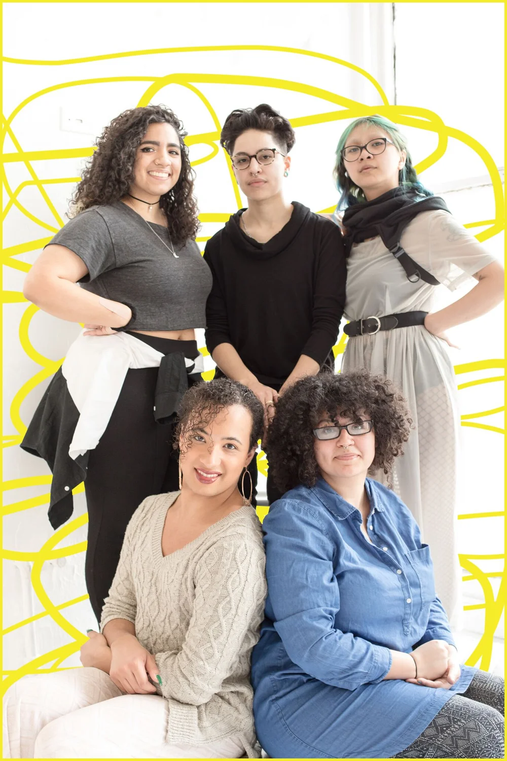 Clockwise from top left: playwright Juliany Taveras, director Manny Rivera, stage manager Rafael Tawasil, dramaturg/actor Jackie Torres, choreographer Ianne Fields Stewart