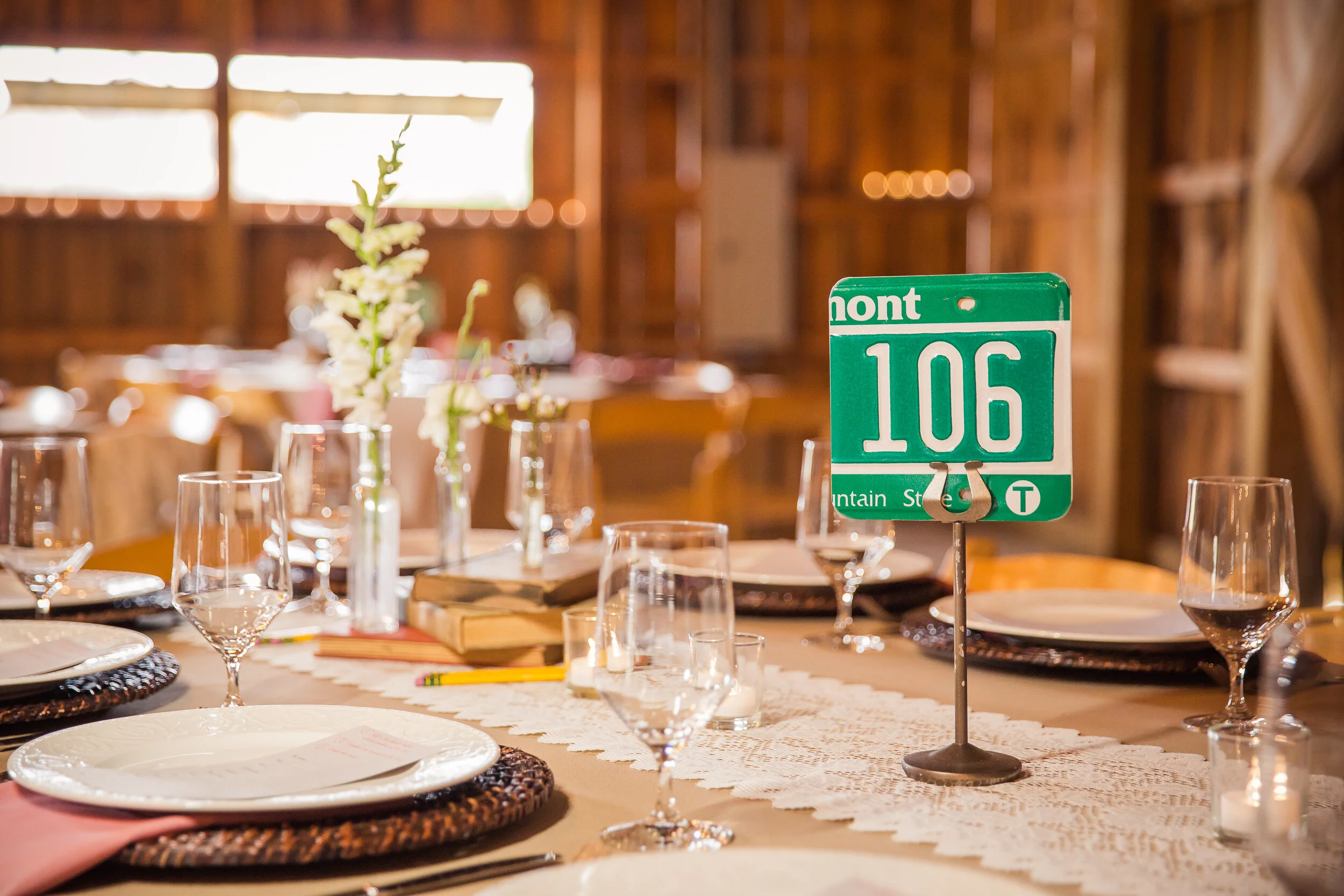 Table numbers for the wedding reception.