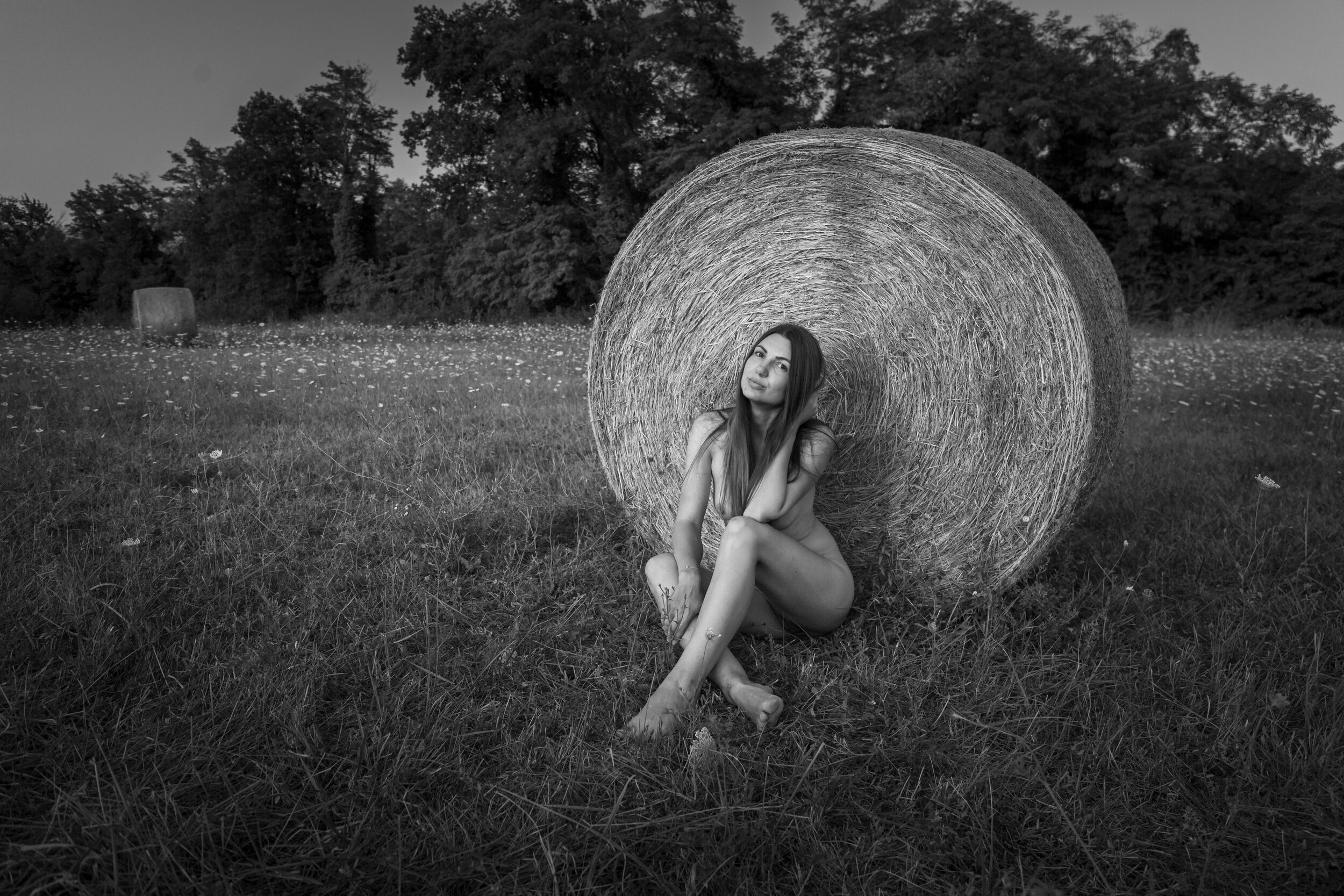 Alla naked in front of Hay