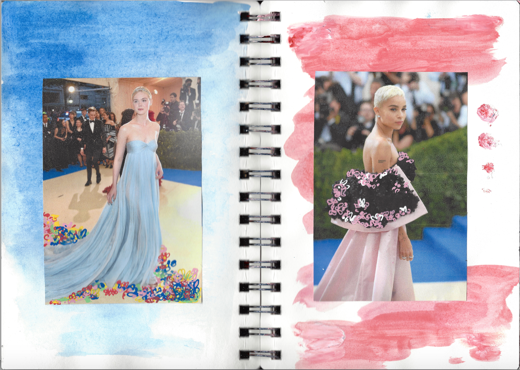 Elle Fanning wears Miu Miu, Zoe Kravtiz wears Oscar de la Renta