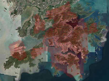Coverage of lidar dataset in Hong Kong