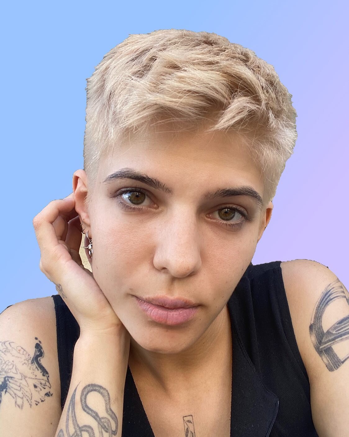 Blonde and short choppy crop for @via_savage. We&rsquo;ve done so many different colors and cuts in the past, and this one I have to say is such a great look on her. So cool to do someone&rsquo;s hair during such a transformative period in their life