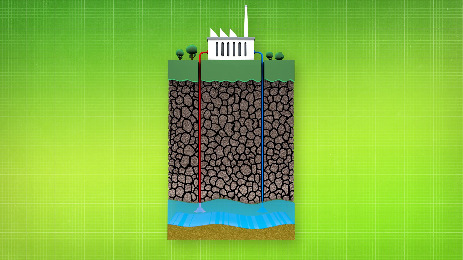 V/O: and geothermal is cleaner for the Earth ACTION: A diorama showing geothermal energy appears.