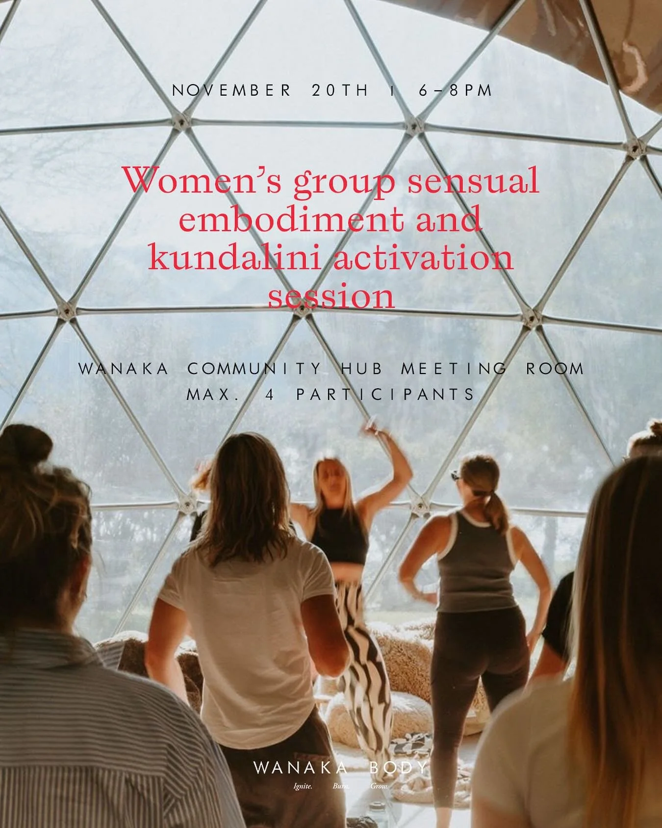 Join me for a powerful evening of Sensual Embodiment &amp; Kundalini Activation at Wanaka Community Hub meeting from 6-8 PM on Thursday 20th November.

VERY excited to offer my first group session with this transformative modality that has truly tran
