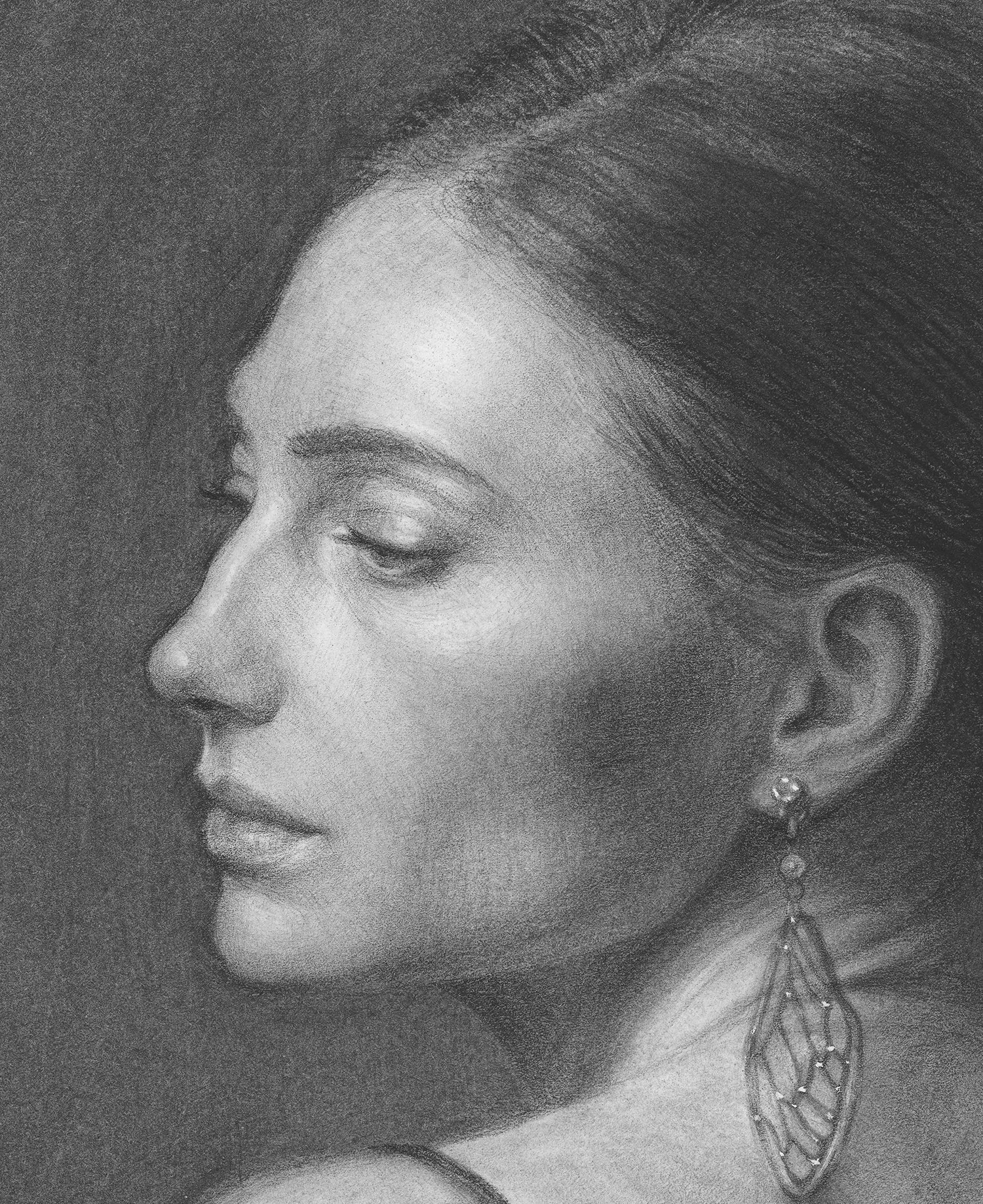 portrait of a beautiful young woman "Hero", original drawing