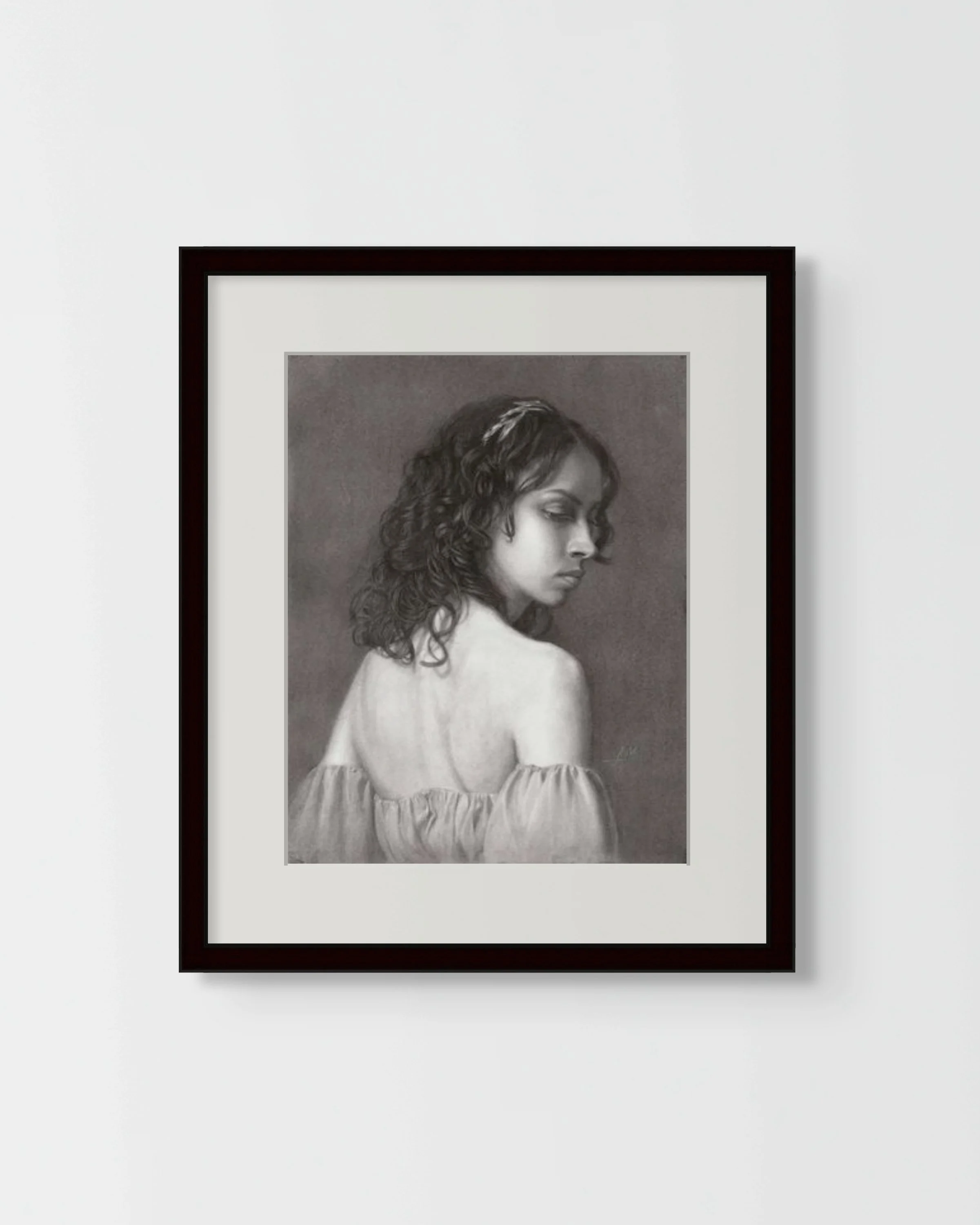 portrait of a beautiful young woman "Strength Unfurled", original drawing