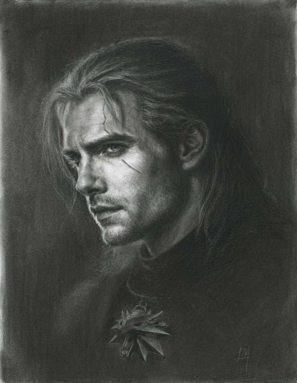 portrait of a beautiful young woman "Geralt", original drawing