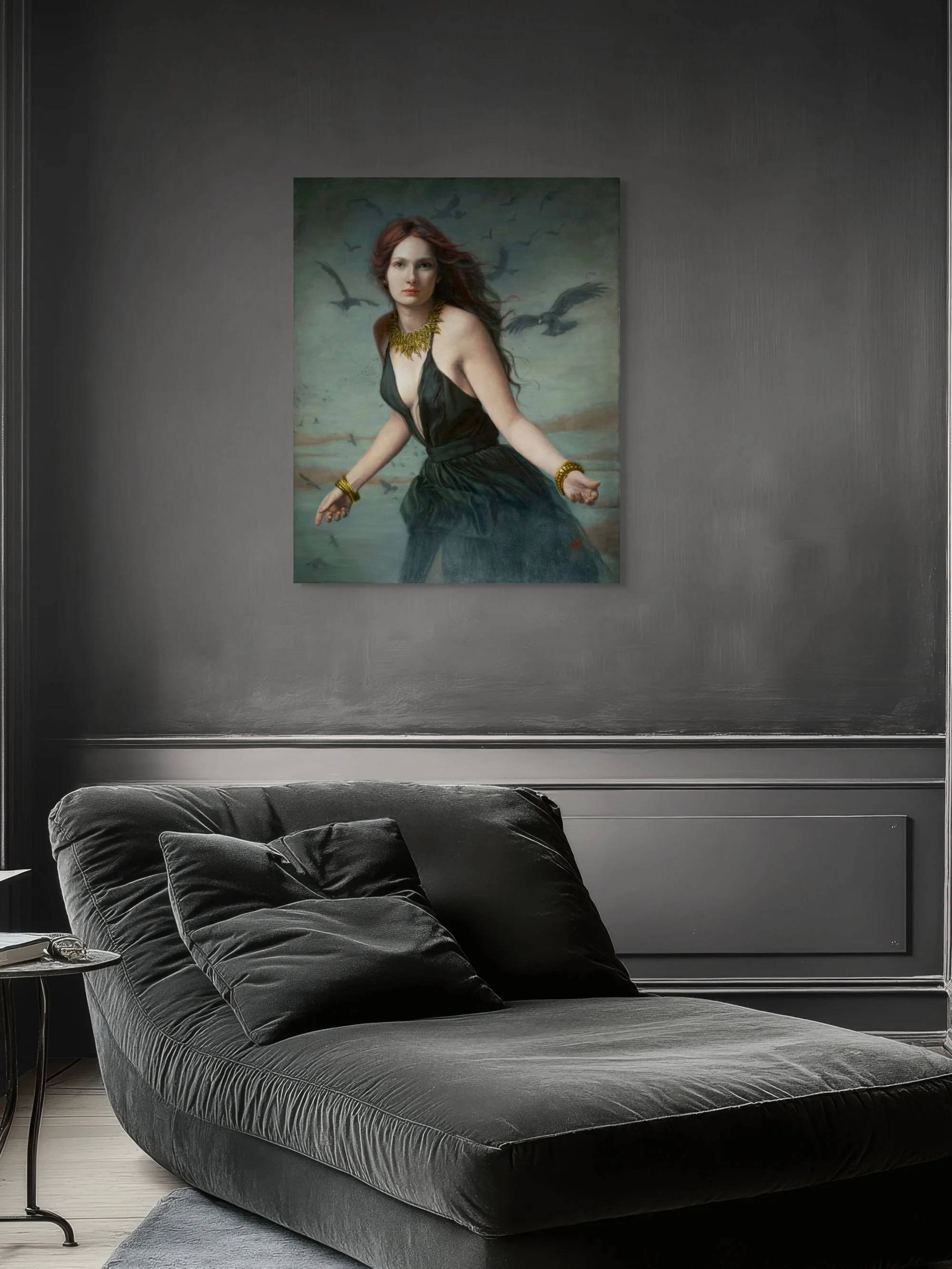 portrait of a beautiful young woman "Gold Amidst Ashes", original oil painting