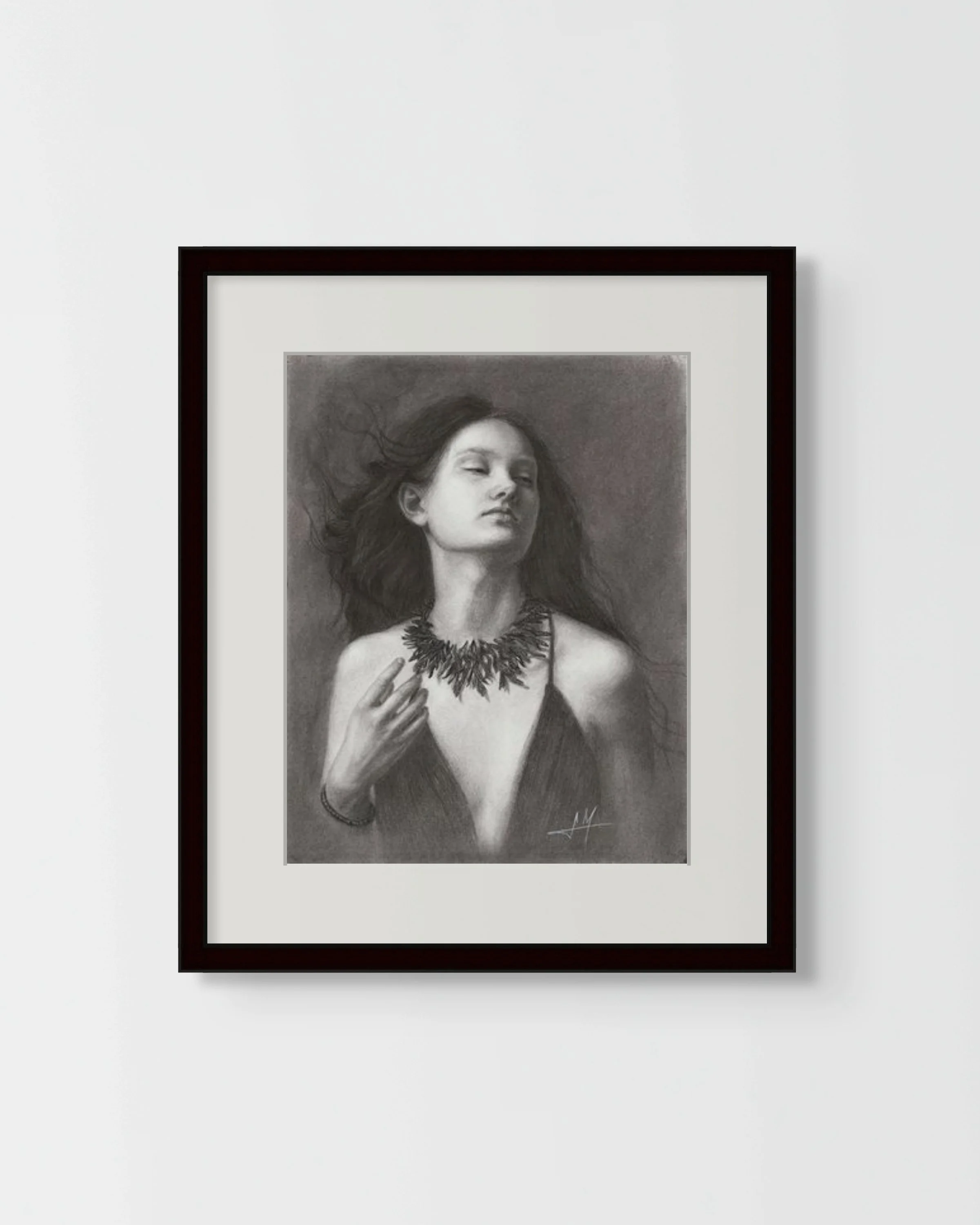 portrait of a beautiful young woman "Mystic", original drawing