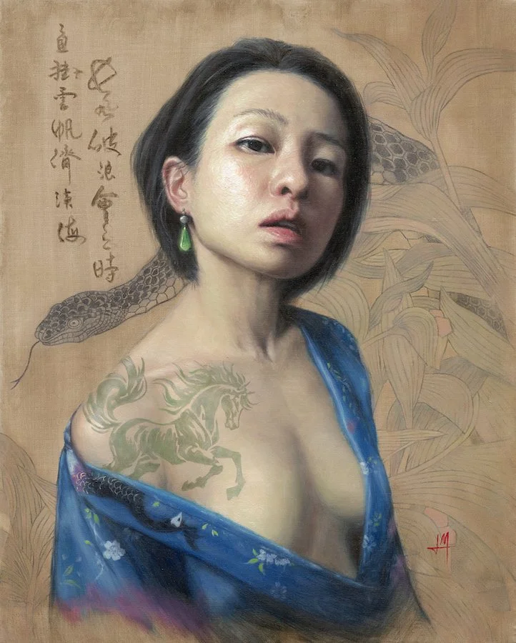 "Unleash (self portrait)", oil on linen canvas, 16"x20", 2026. Not for sale.