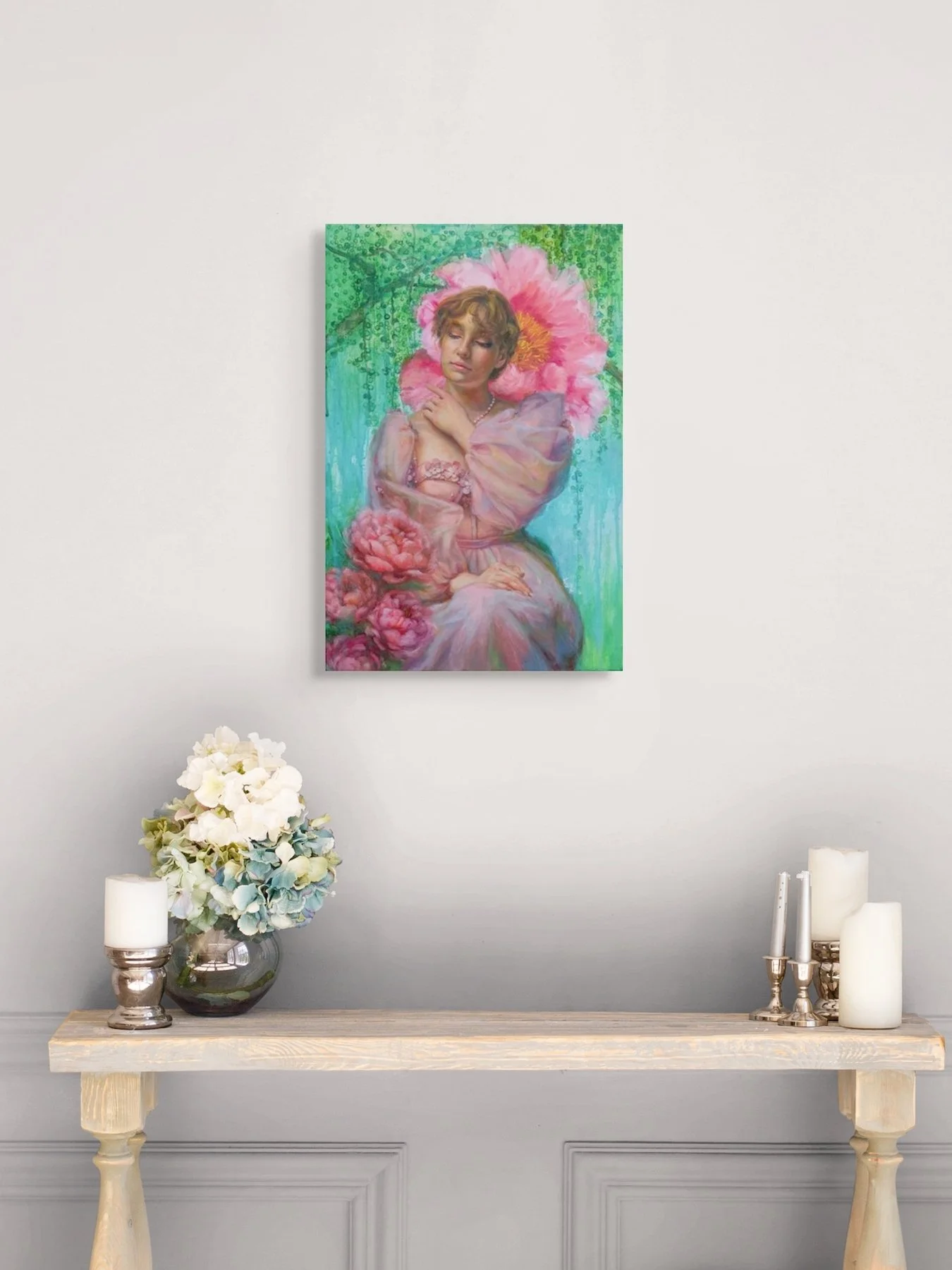 portrait of a beautiful young woman "Unfolding", original oil painting