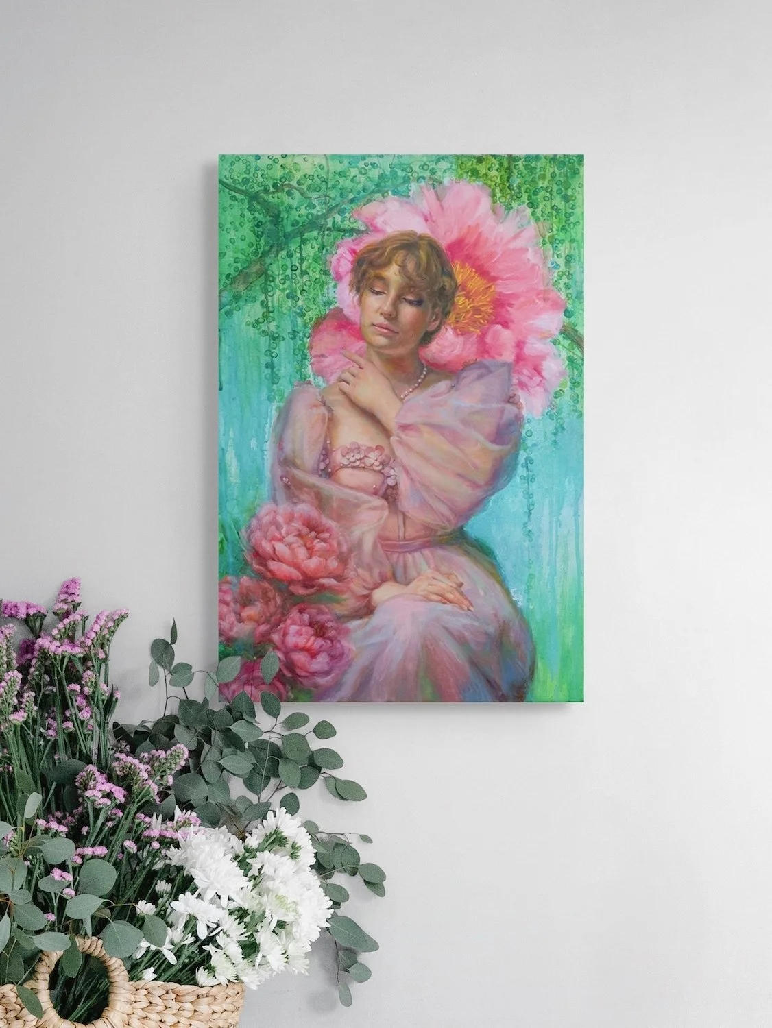portrait of a beautiful young woman "Unfolding", original oil painting